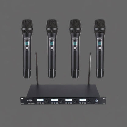 UHF 4 Microphone + Wireless Receiver Pack